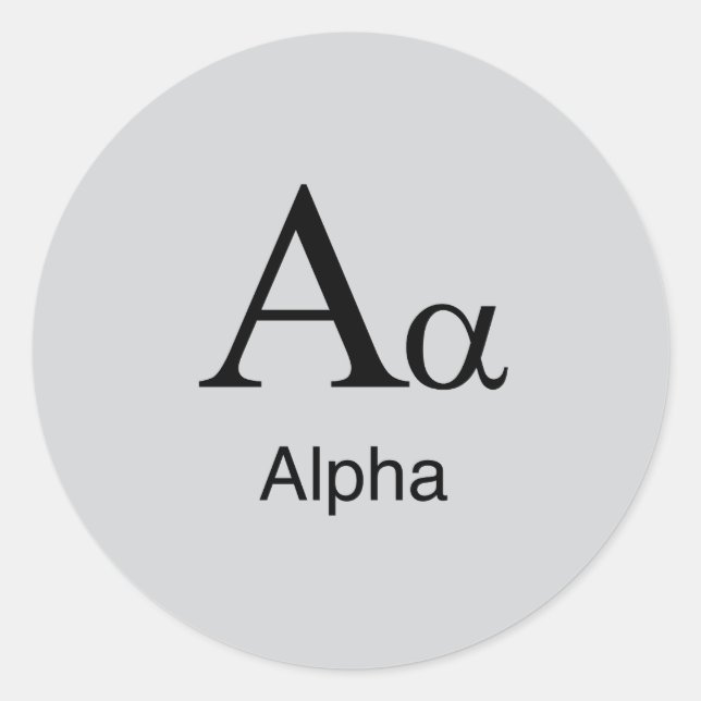 Griechisch Alphabet Alpha Runder Aufkleber (Vorderseite)