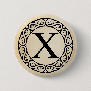 Griechisch Alphabet Letter Chi Button