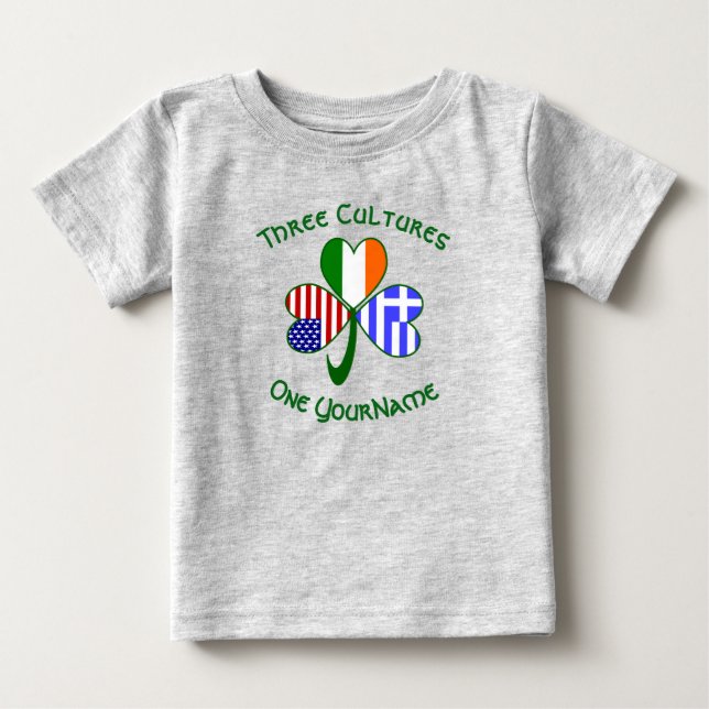 Griechisch-amerikanische Flaggen Kleeblatt Ihr Nam Baby T-shirt (Vorderseite)
