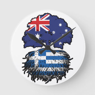 Griechisch-australische Treueflagge Runde Wanduhr