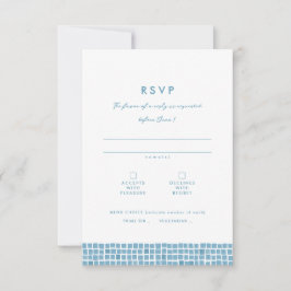 Griechisch-blaues Fliesenrahmen, einfache Hochzeit RSVP Karte