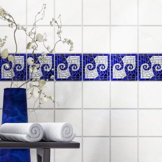 Griechisch Broken Tile Mosaik Art Blue Glass and P Fliese