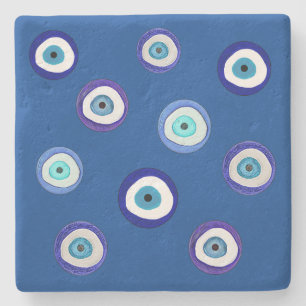 Griechisch, einzigartiges Design, Kunst, böse Auge Steinuntersetzer