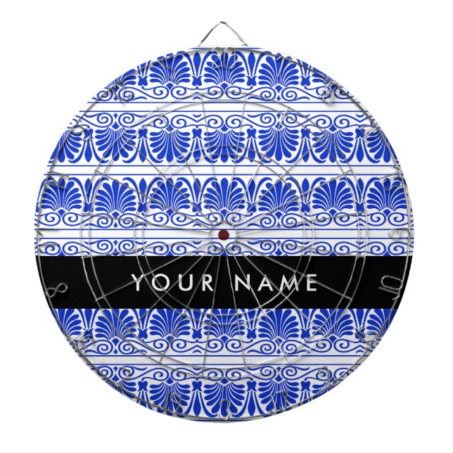 Griechisch Fret Arabesque Blue, Ihr Name, personal Dartscheibe (vorne)