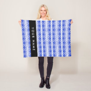 Griechisch Fret Arabesque Blue, Ihr Name, personal Fleecedecke