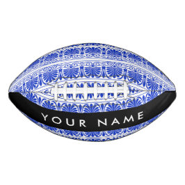 Griechisch Fret Arabesque Blue, Ihr Name, personal Football