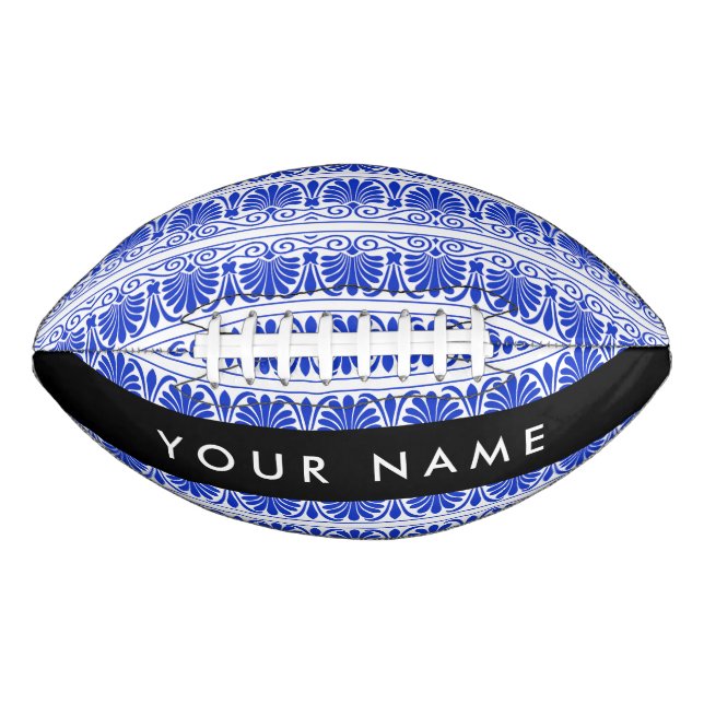 Griechisch Fret Arabesque Blue, Ihr Name, personal Football (Vorderseite)