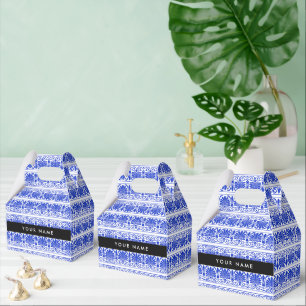 Griechisch Fret Arabesque Blue, Ihr Name, personal Geschenkschachtel