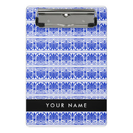 Griechisch Fret Arabesque Blue, Ihr Name, personal Mini Klemmbrett
