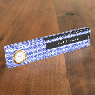 Griechisch Fret Arabesque Blue, Ihr Name, personal Namensplakette