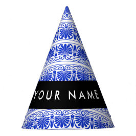 Griechisch Fret Arabesque Blue, Ihr Name, personal Partyhütchen