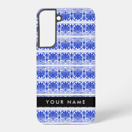 Griechisch Fret Arabesque Blue, Ihr Name, personal Samsung Galaxy Hülle