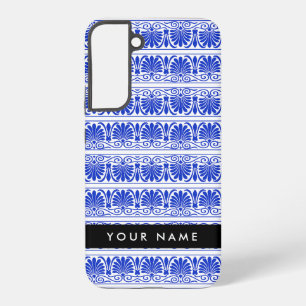 Griechisch Fret Arabesque Blue, Ihr Name, personal Samsung Galaxy Hülle