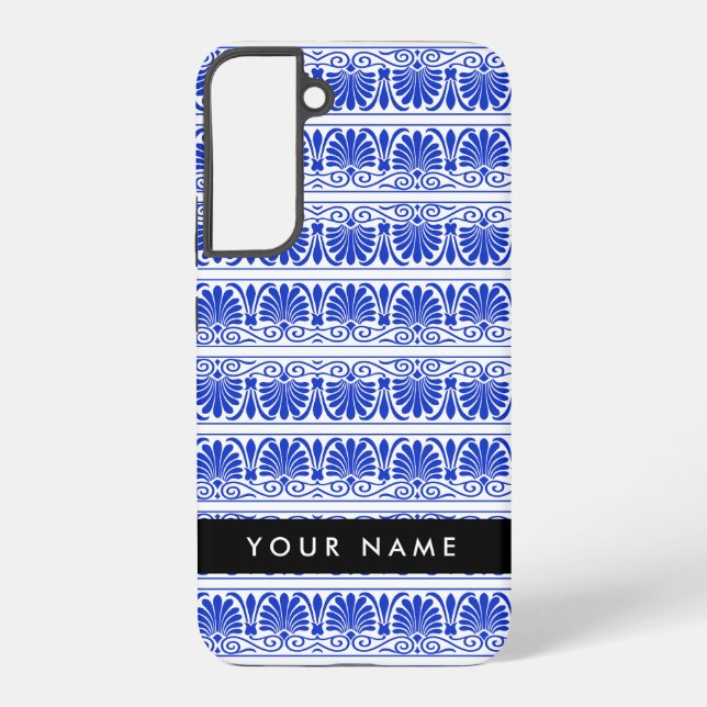 Griechisch Fret Arabesque Blue, Ihr Name, personal Samsung Galaxy Hülle (Rückseite)