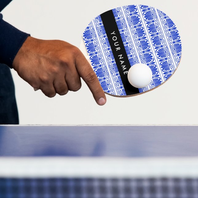 Griechisch Fret Arabesque Blue, Ihr Name, personal Tischtennis Schläger (InSitu)