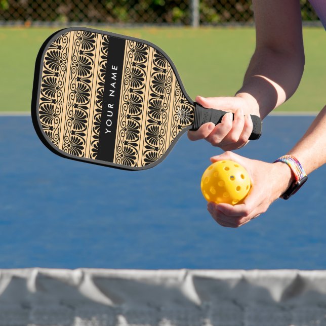 Griechisch Fret Arabesque Brown, Ihr Name, persona Pickleball Schläger (InSitu)