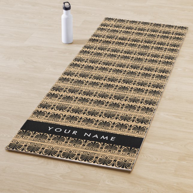 Griechisch Fret Arabesque Brown, Ihr Name, persona Yogamatte (Beispiel)