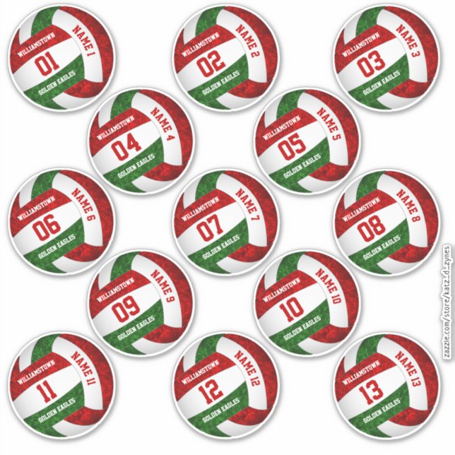 griechisch-grüner Volleyballspieler nennt Set 13 Aufkleber (Vorderseite)