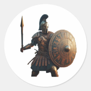 Griechisch Hoplite Runder Aufkleber