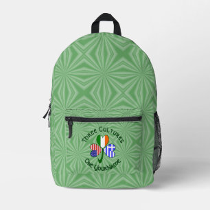 Griechisch Irische USA Shamrock-Flaggen Text perso Bedruckter Rucksack