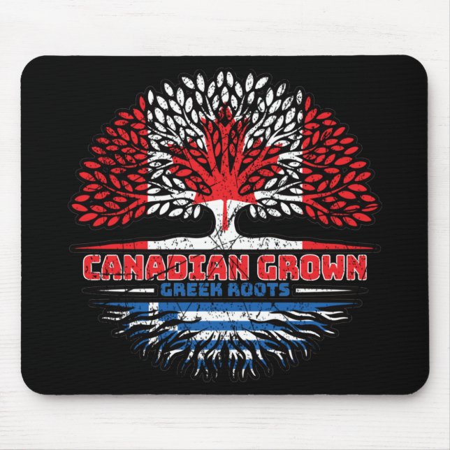 Griechisch-kanadische Tree-Roots-Flagge Mousepad (Vorne)