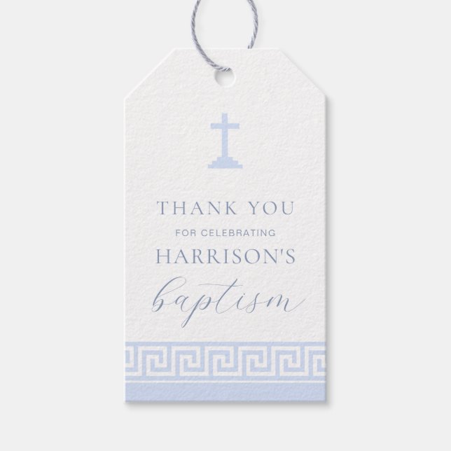 Griechisch Key White Blue Taufe Vielen Dank Geschenkanhänger (Vorderseite)