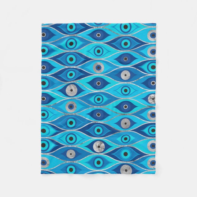 Griechisch Mataki - Matiasma Evil Eye Muster Fleecedecke (Vorderseite)
