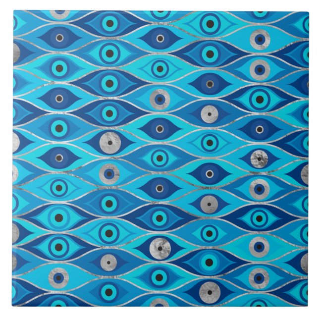 Griechisch Mataki - Matiasma Evil Eye Muster Fliese (Vorderseite)