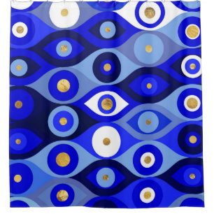Griechisch Mati Mataki - Matiasma Evil Eye Blues Duschvorhang