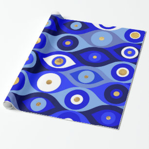 Griechisch Mati Mataki - Matiasma Evil Eye Blues Geschenkpapier