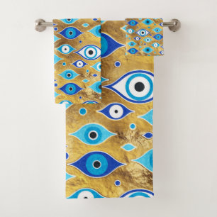 Griechisch Mati Mataki - Matiasma Evil Eye-Muster Badhandtuch Set