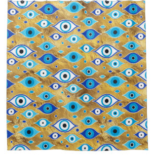 Griechisch Mati Mataki - Matiasma Evil Eye-Muster Duschvorhang