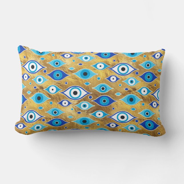 Griechisch Mati Mataki - Matiasma Evil Eye-Muster Lendenkissen (Vorderseite)