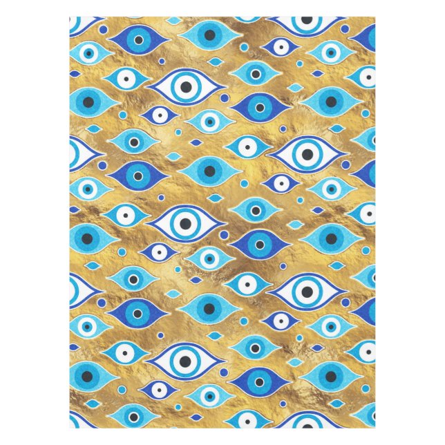 Griechisch Mati Mataki - Matiasma Evil Eye-Muster Tischdecke (Vorderseite)