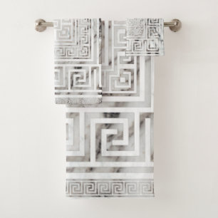 Griechisch Meander - griechisch-bedeutsame weiße M Badhandtuch Set
