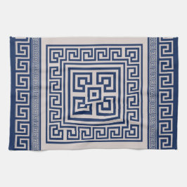 Griechisch Meander - griechischer Schlüssel - Blau Geschirrtuch