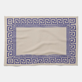 Griechisch Meander - griechischer Schlüssel - Blau Geschirrtuch