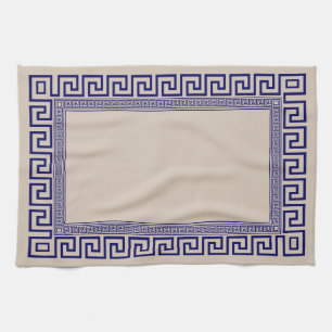 Griechisch Meander - griechischer Schlüssel - Blau Geschirrtuch