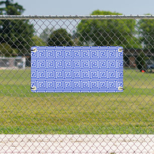 Griechisch Meander Key Squares Muster Blau Banner