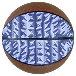Griechisch Meander Key Squares Muster Blau Basketball