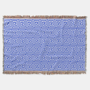 Griechisch Meander Key Squares Muster Blau Decke