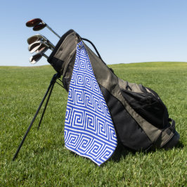 Griechisch Meander Key Squares Muster Blau Golfhandtuch
