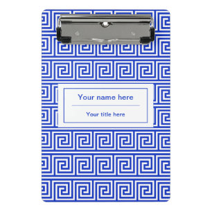 Griechisch Meander Key Squares Muster Blau Mini Klemmbrett