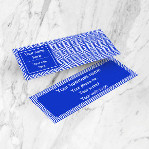 Griechisch Meander Key Squares Muster Blau Mini Visitenkarte