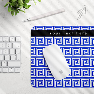 Griechisch Meander Key Squares Muster Blau Mousepad