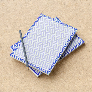 Griechisch Meander Key Squares Muster Blau Notizblock