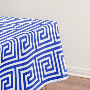 Griechisch Meander Key Squares Muster Blau Tischdecke