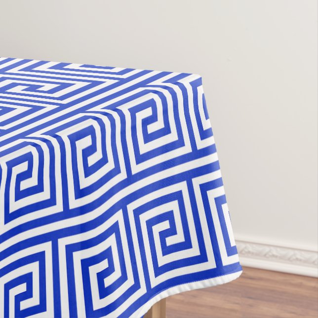 Griechisch Meander Key Squares Muster Blau Tischdecke (Beispiel)