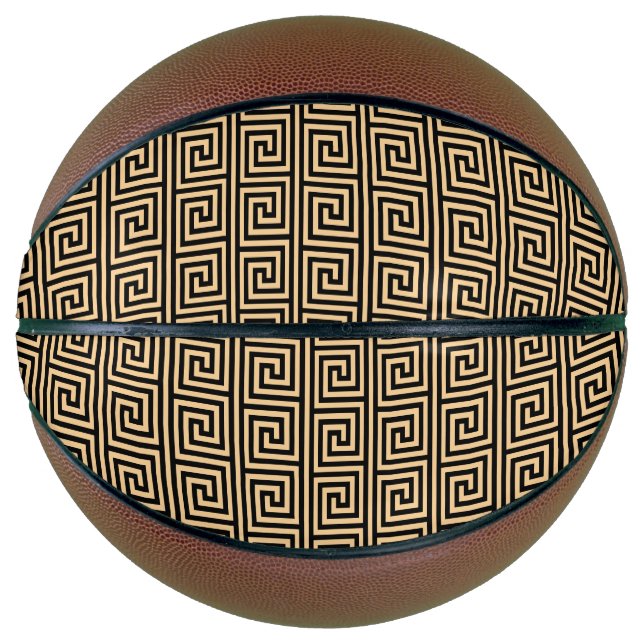 Griechisch Meander Key Squares Muster Brown Basketball (Vorderseite)