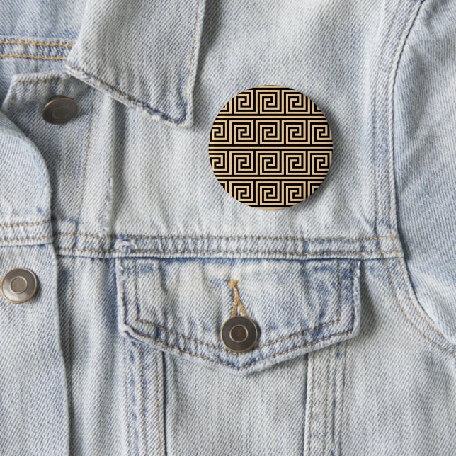Griechisch Meander Key Squares Muster Brown Button (Beispiel)